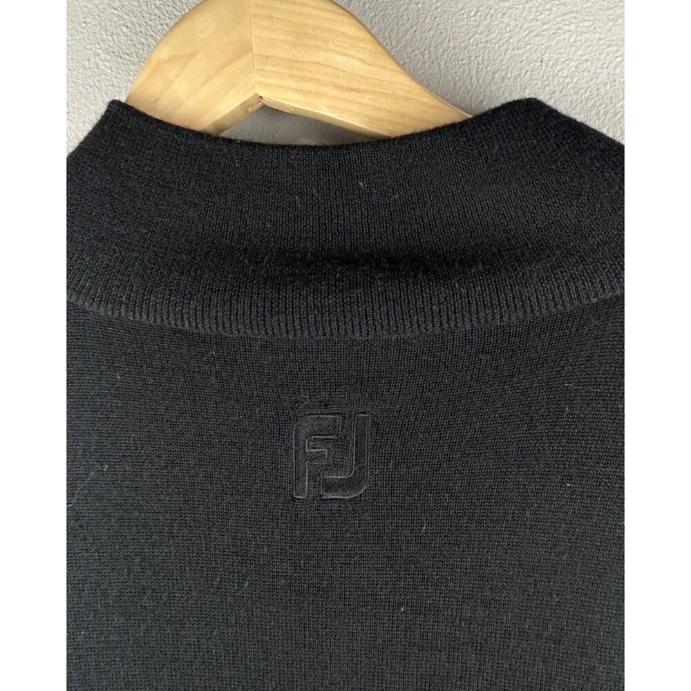 FOOTJOY Size Large 100% Wool 1/2 Zip Fully Lined Golf Sweater Jacket Black Mens - Picture 5 of 9